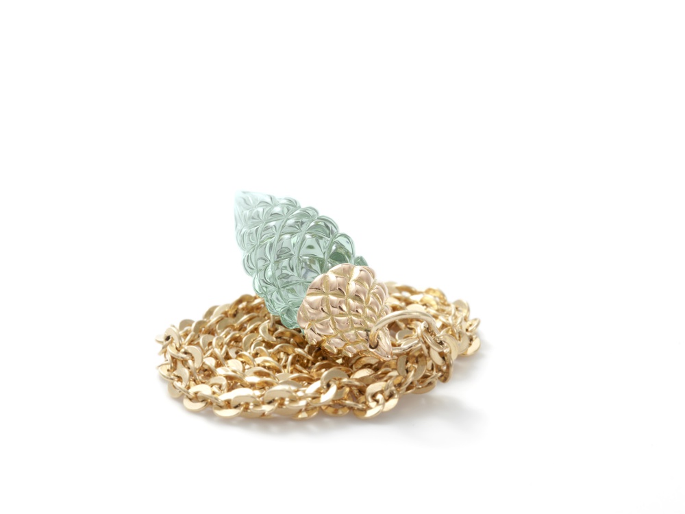 Collier in Gelbgold mit Aquamarin-Zapfen