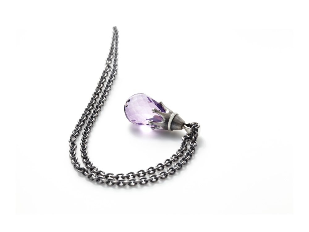Collier in Silber geschwärzt mit Amethyst
