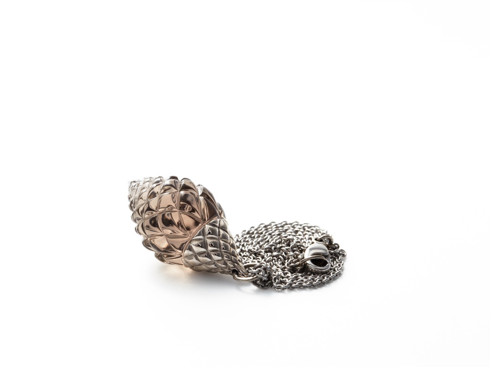 Collier in Weissgold geschwärzt mit Rauchquarz