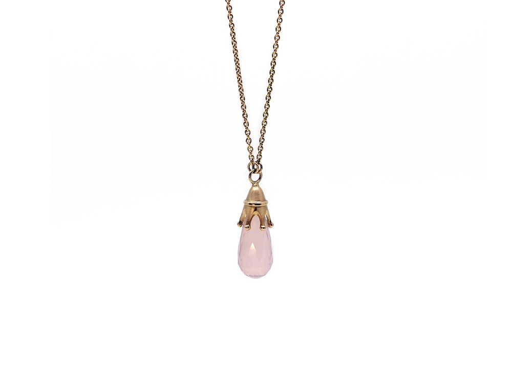 Fabian Blaser Collier Rotgold mit Rosenquarz