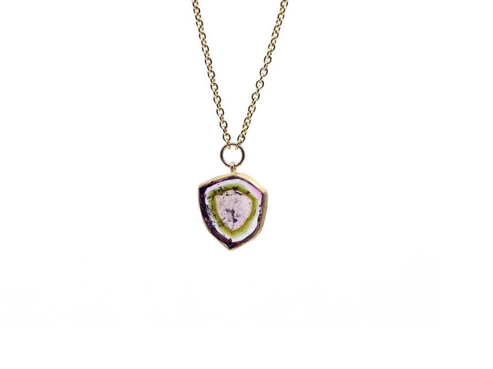 Fabian Blaser Collier Rotgold mit Wassermelonen-Turmalin