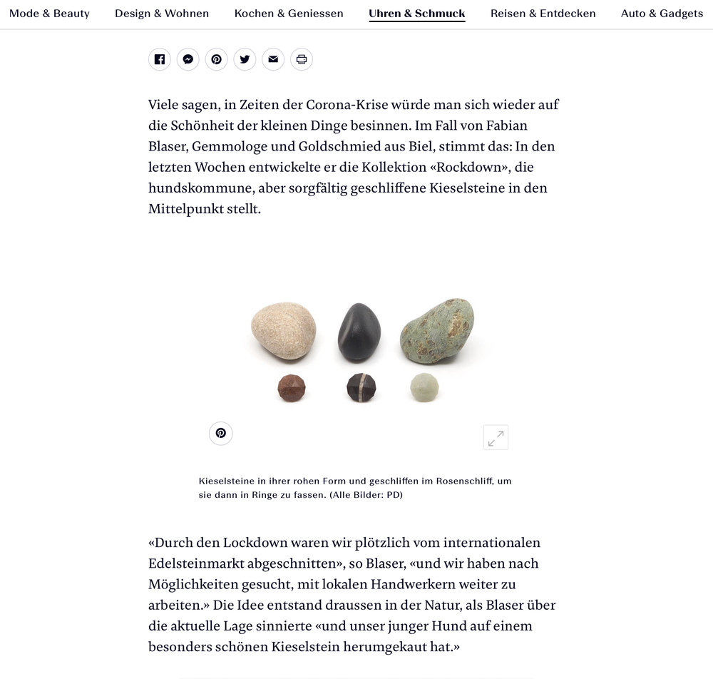 Fabian Blaser Rockdown Bellevue NZZ online 2020