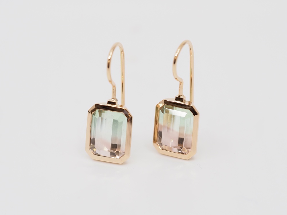 Boucles d'oreilles en or rose avec tourmaline Watermelon Fabian Blaser